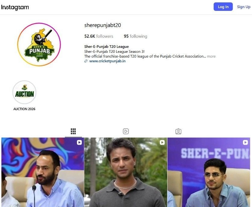 Sher-E-Punjab T20 League Instagram Account